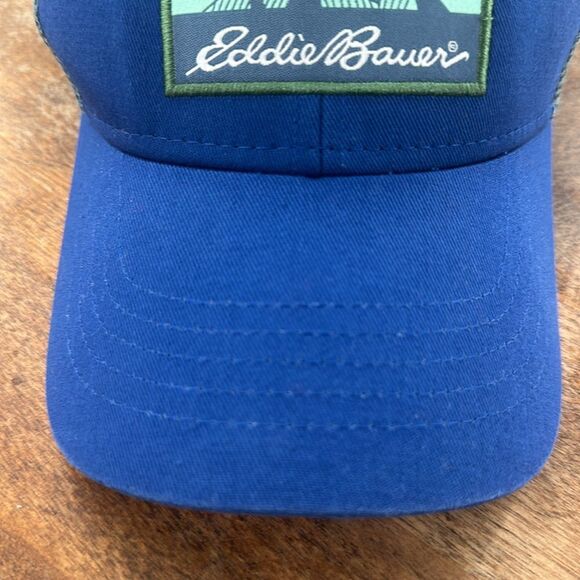 Eddie Bauer Hat Cap Trucker Mesh Snapback Blue Camping Outdoor Hiking Mountains - Picture 3 of 12